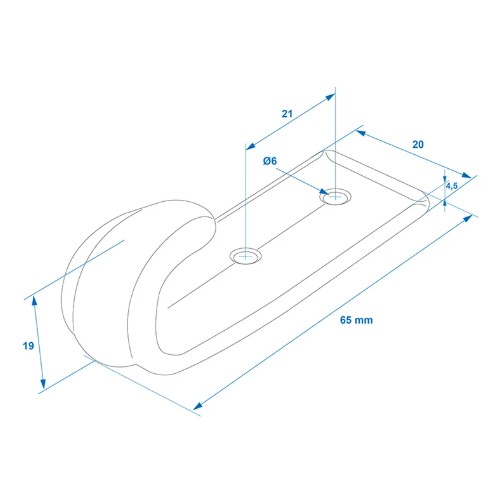 Haken anschraubbar Kunststoff, Planenhaken 65x20 mm