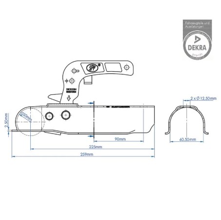 Zugmaul - Kupplung - SPP - 60,5 rund - max 750kg